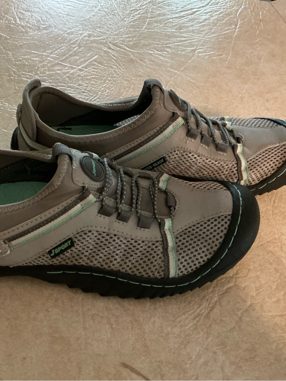 Women’s Gray Mesh Athletic Sneakers with Mint Accents